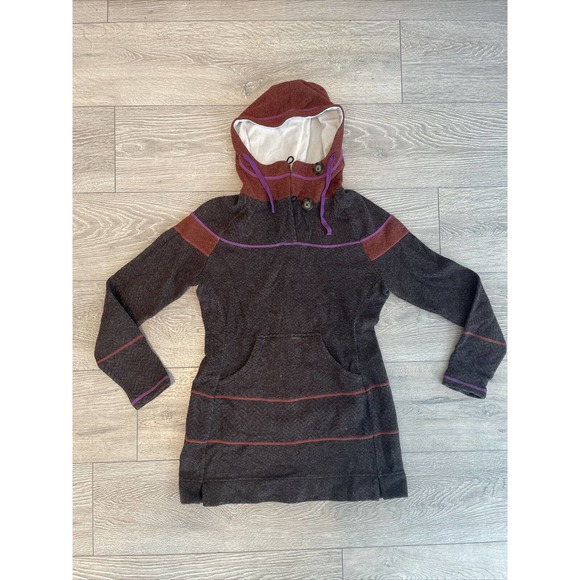 prAna Tunic Hoodie Jacket Pullover Brown Wool Blend Women's Size S - Picture 1 of 4